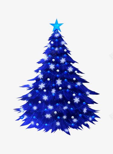 蓝色圣诞树png免抠素材_新图网 https://ixintu.com 五角星 卡通 圣诞树 蓝色 装饰