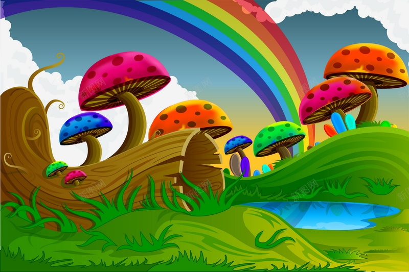 彩色蘑菇矢量图ai设计背景_新图网 https://ixintu.com 卡通 彩色 彩虹 手绘 童趣 蘑菇 矢量图