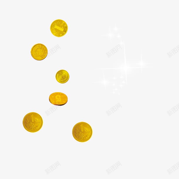 手绘金属质感黄色的金币png免抠素材_新图网 https://ixintu.com 质感 金属 金币 黄色