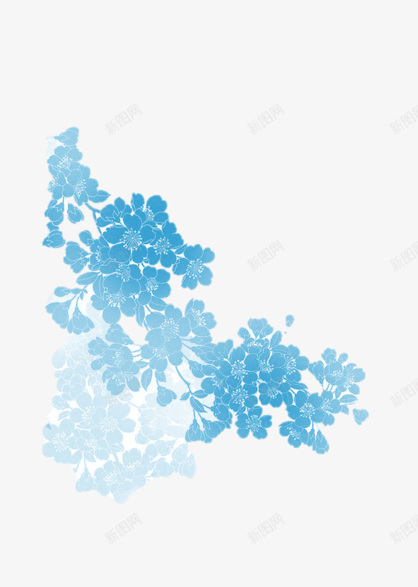 蓝色花清新和风png免抠素材_新图网 https://ixintu.com 和风 和风花纹 樱花 清新 花 蓝色