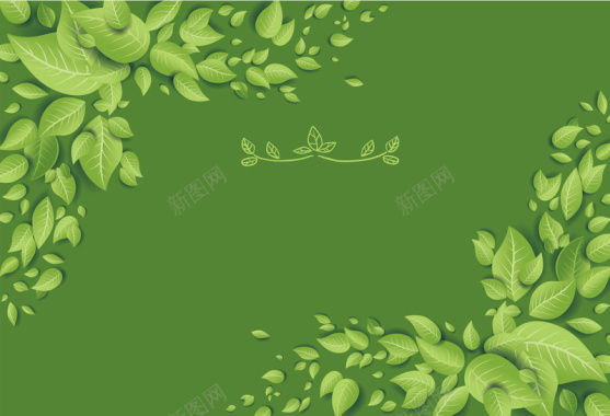 绿色树叶自然海报背景矢量图背景