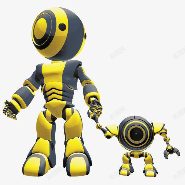 两个黄色的机器人png免抠素材_新图网 https://ixintu.com 两个机器人 小黄人 机器人 科技产品