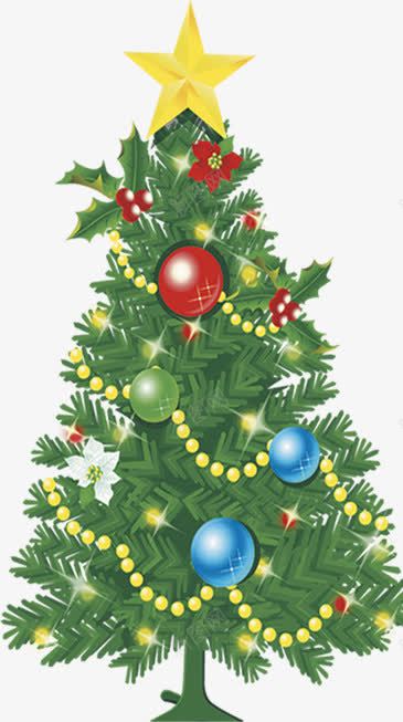 手绘绿色圣诞树装饰png免抠素材_新图网 https://ixintu.com 圣诞树 绿色 装饰
