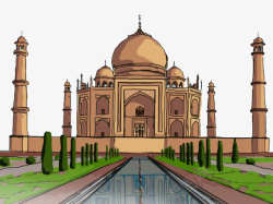 印度建筑印度古迹泰姬陵水墨画高清图片