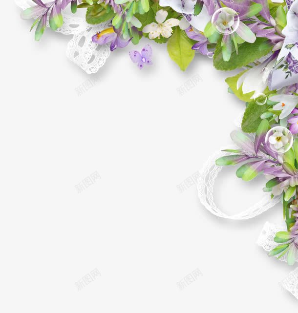情人节花朵装扮气泡边框png免抠素材_新图网 https://ixintu.com 情人节 气泡 紫色 花朵边框