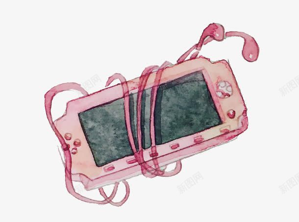粉色游戏机png免抠素材_新图网 https://ixintu.com 卡通 彩色游戏机 手绘 游戏机 电子游戏机元素 简图 粉色的 耳机 耳机线