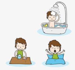 小男孩洗澡图片卡通小男孩高清图片