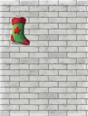 矢量文艺砖墙圣诞袜子背景背景