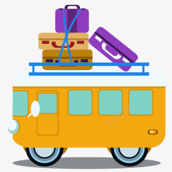 长途车大巴车和行李箱简图高清图片
