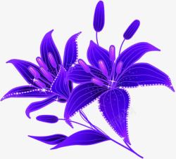 手绘质感合成紫色的罗兰花素材