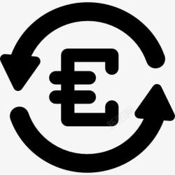 欧元标志欧元货币符号在逆时针箭头圈图标高清图片