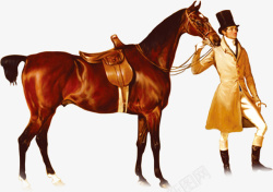 男子牵马装饰图案素材