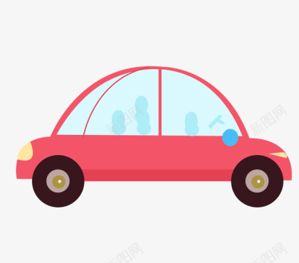 卡通粉色的汽车图标图标