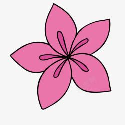 粉色手绘的五瓣花素材