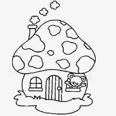 烟筒房子卡通手绘蘑菇房子高清图片
