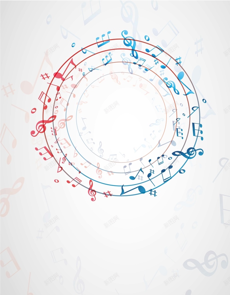 圆圈上的彩色音符背景矢量图ai设计背景_新图网 https://ixintu.com AI 圆圈 彩色 海报 矢量素材 简约 背景 舒心 音符 高清背景设计图 矢量图