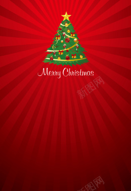 圣诞树红色中心发散纹理海报背景矢量图背景