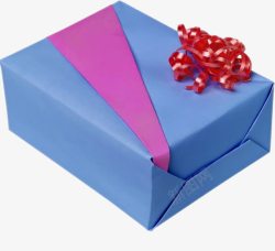蓝色礼盒红色彩带效果素材