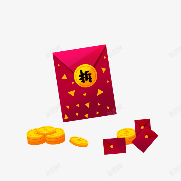 可拆红包金钱png免抠素材_新图网 https://ixintu.com 元素 可拆 红包 金币