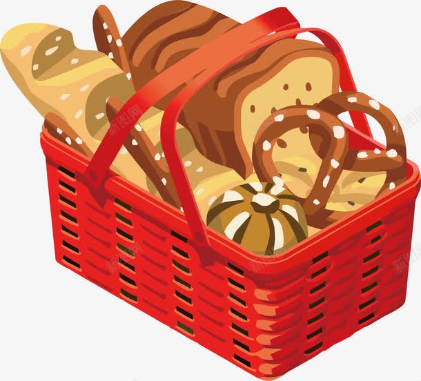 面包png免抠素材_新图网 https://ixintu.com 卡通 手绘 水彩 筐子 篮子 美食 面包 食物