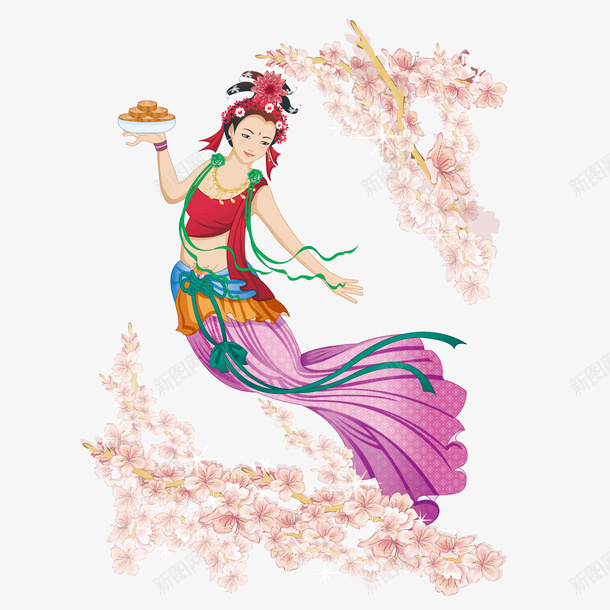 中秋节嫦娥插画矢量图ai免抠素材_新图网 https://ixintu.com 中国风 中秋节 唯美 嫦娥奔月 小清新 月饼 矢量图