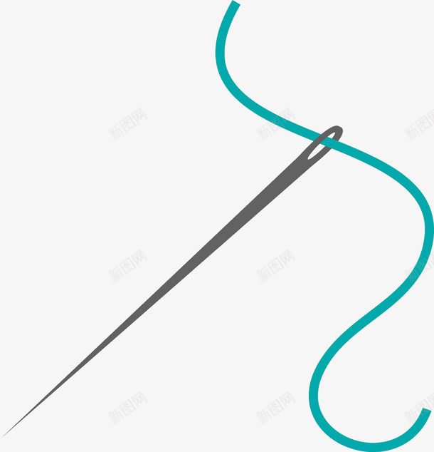 手绘针和线png免抠素材_新图网 https://ixintu.com 免抠图 手工工具 抠图 插画 细针 蓝色的线 装饰画 针线