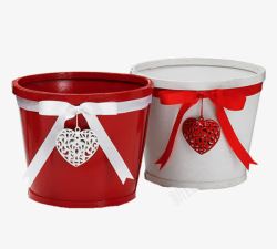 白色水桶红白两色蝴蝶结水桶高清图片
