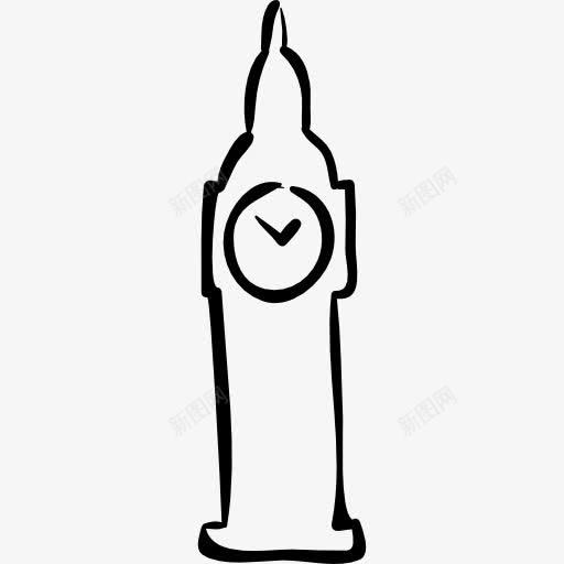 钟塔手绘轮廓图标png_新图网 https://ixintu.com 塔的轮廓 建筑 手绘 手绘旅行 旅游 旅行 时钟