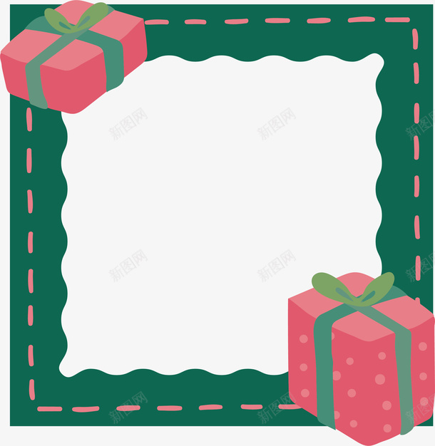圣诞礼物绿色边框矢量图ai免抠素材_新图网 https://ixintu.com 圣诞礼物 圣诞节 圣诞边框 矢量png 礼物边框 绿色边框 矢量图