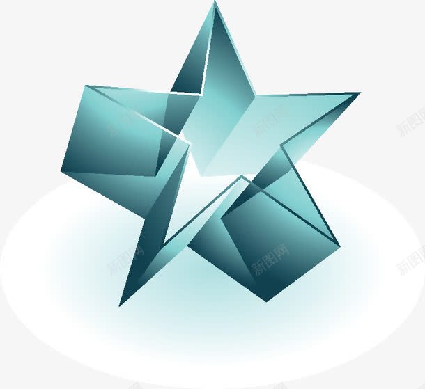 绿色五角星图标png_新图网 https://ixintu.com logo 图表 时尚 科技 立体