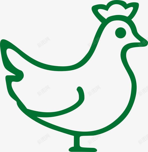 简笔小鸡png免抠素材_新图网 https://ixintu.com 卡通 嘴巴 头冠 小鸡 尾巴 手绘 线条 绿色的