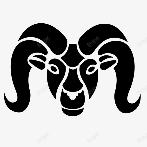 黑色手绘羊头图标png_新图网 https://ixintu.com 免抠图 抠图 插画 羊头 羊头轮廓 装饰画