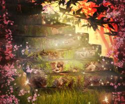 石阶梯鲜花背景图片石阶梯鲜花背景高清图片