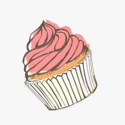 粉色手绘的蛋糕素材