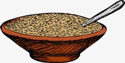 黄色大碗手绘糙米饭高清图片