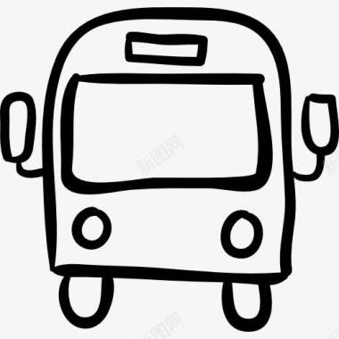 公交车前手工绘制的轮廓图标图标