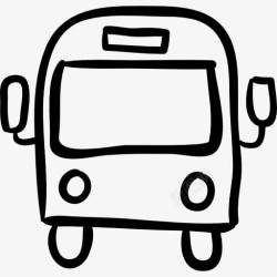 部分运输概述公交车前手工绘制的轮廓图标高清图片