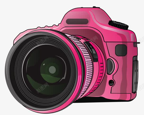 手绘相机png免抠素材_新图网 https://ixintu.com 摄像机 胭脂红 镜片