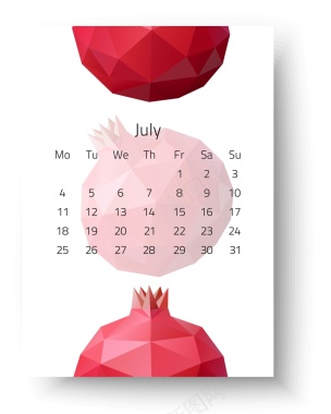 日历2017年7月挂历日期时间水果矢量图背景