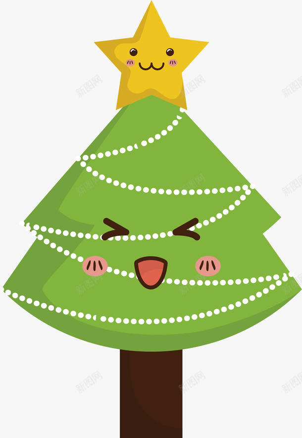 绿色圣诞树矢量图图标eps_新图网 https://ixintu.com 卡通树木 圣诞树 彩色底纹 扁平化 矢量图标 黄色星星 矢量图