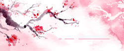 横版海报粉色和风桃花樱花横版海报矢量图高清图片