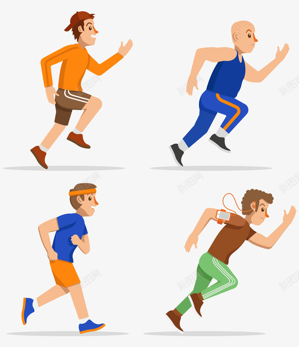 卡通风格跑步的人png免抠素材_新图网 https://ixintu.com 卡通 手绘 跑步的人 风格