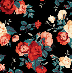 玫瑰花无缝背景漂亮的复古风格玫瑰图案背景矢量图高清图片
