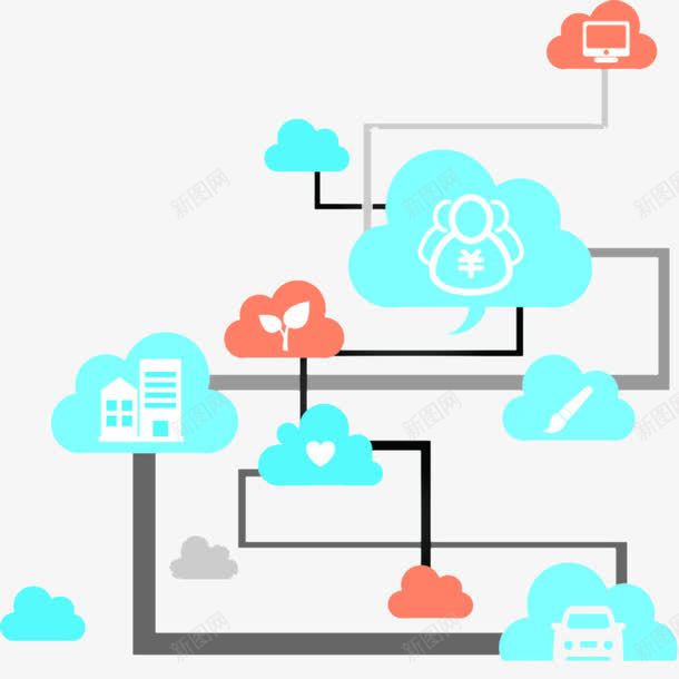 网络社交png免抠素材_新图网 https://ixintu.com 云 互联网 网络 连接