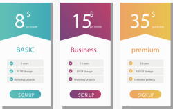 价格方案渐变三色会员套餐矢量图高清图片