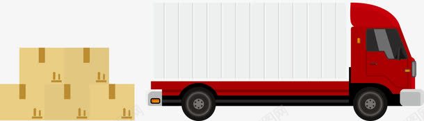 集装箱运货车和纸箱png免抠素材_新图网 https://ixintu.com 交通 交通工具 厢式卡车 物流 物流车 纸箱 货物 货车 运输 送货车