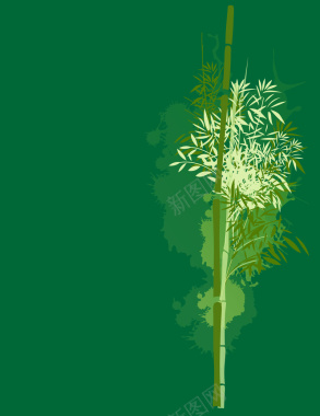 彩绘绿色竹子矢量背景背景