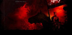 骑马游戏游戏场景渲染人物坐骑马红色光效高清图片