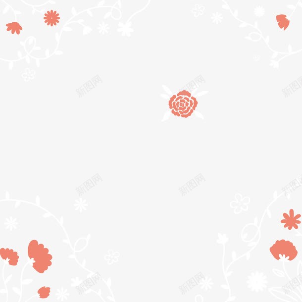 白色和红色的花朵png免抠素材_新图网 https://ixintu.com 白色 矢量花边 红色 花朵
