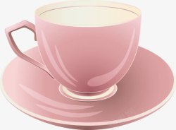 手绘粉色茶杯矢量图素材